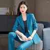 Frauen Zwei Stück Hosen Frau Stil Büro Anzug Weibliche Umlegekragen Blazer Und Hosen Business Elegante Damen Set Outfit G595