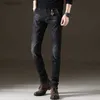 Calças de brim masculinas novo estilo calças de brim retas finas de alta qualidade calças pretas coreanas sexy azul jeans casuais jovens dent calças sexy; l240119