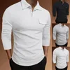 Magliette da uomo Moda Casual Manica corta Risvolto Camicia tinta unita Top Collo a lupetto per uomo Strofina un po' di sporco sopra