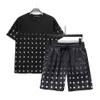 Trailsits yaz tişörtleri + şort giyim setleri mektuplar ile gündelik sokak kıyafeti trendine takım elbise erkekler nefes alabilen tees pantolon