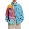 Europäische und amerikanische Herrenoberbekleidung Herbst neue modische bunte geometrische Muster Revers Button Up Jacke