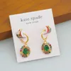 Kate Spad – bijoux de styliste, aiguille en argent S925, KS, industrie lourde, boucles d'oreilles ovales en Zircon, couleur bonbon, sélection de deux couleurs