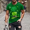 Herren-T-Shirts, trendige grafische T-Shirts, Kleidung für irische Muster, Rundhalsausschnitt-Oberteile, St. Day Fashion Big Shirt mit Kapuze für Herren
