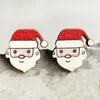 スタッドイヤリングスモールウッドクリスマスツリーホリデーギフトサンタクロースジンジャーブレッドマン雪だるま女性のための面白い宝石ギフト卸売