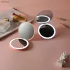 2PCS Mirrors Mini Portable Lights LED Makeup Mirror Hand Hold Foldable LEDs Pocket Makeup Mirror Light Beauty Mirrors Cosmetic Tool