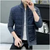 Jaquetas masculinas Mens Contraste Cor Homens Jacketwork Casaco Aconchegante Camisola de Inverno Malha Grosso Quente Acolchoado P Stand Drop Delivery Vestuário Cl Dhelf