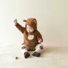 Rompers 2023 Winter New Baby Long Sleeve Fleece Bodysuit Cute Bear Newborn Infant Warm Clothes Boy Girl Plus Velvet Thick Jumpsuit + Hat H240508