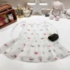 Luxury girl dress Cute pattern print child skirt Size 90-160 designer baby dresses White lapel kids frock Jan20