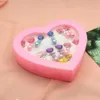 Koreansk version barns tofs prinsessa örhängen ring kärlek presentförpackning set liten flicka klipp utan öronhål