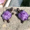 Sztuka i rzemiosło DIY Naturalny Purple Crystal Turtle Raw Kamienie żółw Crystal Crystal Turtle ozdoby Purple Crystal Ręcznie robione miniatury żółwia YQ240119