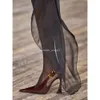 Lourent Designer Heel Lady High Pump Shoe Saiint Heeled Women's Autumn Winter Pointed Toe Sloping French Design Air Sandals Black Single Shoes