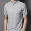 Men's T Shirts Summer Fashion Shirt Men 2024 Striped Short Sleeved T-Shirt Clothing Business Casual Turn-Down Collar Tops