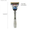 Barbeadores elétricos Magyfosia Classic Man Manual Barbeador Ferramenta de barba com cabo pesado e lâmina de segurança de 5 camadas Recarga Q240119