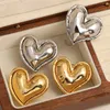 Stud Earrings Puffy Large Heart For Women Minimalist Gold Plated Chunky Love Christmas Valentine Jewelry Gift