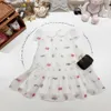 Luxury girl dress Cute pattern print child skirt Size 90-160 designer baby dresses White lapel kids frock Jan20