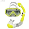 Dykningstillbehör Ny professionell snorkel dykmask och snorklar glasögon glas dykning simmel set snorkel barn unisex yq240119