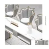 Mobilier commercial Nordic Dali Commode Table de maquillage Équipement de salon Meubles de manucure en marbre et chaise Simple Double Drop Deliv Dhwnj