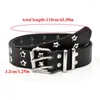 Belts Star Eye Rivet Pu Leather Belt Goth Style Double Pin Buckle Man Woman Fashion Casual Puck Waistband For Jeans Decorative