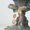 Серьги-гвоздики в богемном стиле, уникальные красочные стеклянные камни, натуральные инкрустированные ювелирные изделия из нержавеющей стали для женщин, висячие