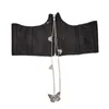 Bälten stretchbälte för flickor svart korsett stretchable midja med fjärils blixtlås