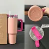 US Stock 1: 1 même Camelia Pink Gradient H2.0 40oz Gobelets en acier inoxydable avec poignée en silicone Couvercle et paille Tasses de voiture de voyage Continuez à boire