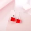 Colliers Real S Sier Red Cube Bijoux Ensembles Cristaux originaux d'Autriche Pendentif Collier Boucles d'oreilles pour femmes Mariage Noël