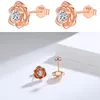 Studörhängen 925 Silver Heart Rose Flower Crucifix Circle Zircon Sterling Earring For Women Original Brand Fashion Jewelry