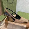 2024 Neue Abendschuhe, Slingback-High-Heels, Schnürschuhe, flach geschnittene Schuhe, Sandalen, mittlerer Absatz, schwarzes Mesh mit Kristallen, glitzernde Druckschuhe, Gummi-Leder, Knöchelriemen, 54