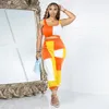 Dwuczęściowe spodnie damskie swobodne mody blokowane kolorowo fragmenty jogger garnitur 2024 Summer Women Slim Passing Top Suits Y2K