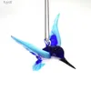 Sanat ve El Sanatları Özel Asılı Cam Kuş El Sanatları Süsleme koyu mavi el yapımı sinek kuşu heykelcik ev bahçe dekoru için sevimli canlı hayvan kolye yq240119