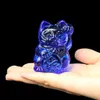 芸術と工芸品Kawaii Maneki Neko Clear Laser Colored Glaze Crystal Glass Japany Lucky Cat Craft Ornamentラッキーフォーチュンマスコットショーケース装飾YQ240119