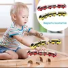 Kits de construção de modelo Trem elétrico de controle remoto 3 seções ligação magnética compatível brinquedo amarelo harmonia trem carro de madeira novo quente salevaiduryb