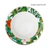 Plates Western Bone China Round Plate Creative Forest Dessert Series Set Leaves Flowers Restaurant And Home Use Coffee Bowl