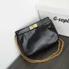 Vintage Chain Tramp Bag Oil Waxed Leather Armpit Bag Premium Textured Crossbody 012724a