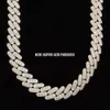 Corrente cubana Miami Vvs Moissanite Diamond 20 mm com ouro branco 14k com acabamento em prata esterlina 925 18 - 26'' Passe o diamante