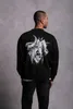 Men's T-Shirts Skull Print Mens Hip Hop Terry 100% Cotton Sweatshirts Men Women Pullovers Casual Hoodie O Neck Street Topsyolq