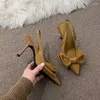 Sandals Office Party Bow Pumps Summer 2024 Ladies Shoes Pointed Toe Women Thin Heels