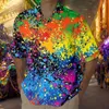 T-shirts pour hommes Hommes Mardi Chemise à manches courtes Numéros 3D Imprimé Bouton Revers Top Surdimensionné Casual Beachwear Fleur