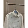 Miui Miui Ceket 23 Sonbahar/Kış Yeni Niş Tasarım Düzenli Marka Tüvit Stand Yukarı yaka Çift Kruvaze Ceket