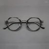 サングラスフレームヘキサゴンアセテートメガネメンチタン軽量処方アイウェア高品質の女性眼鏡oculos de grau
