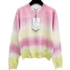 Damen Strick-T-Shirts Designer Channel Brand Wind Rundhalsausschnitt Regenbogenfarbener Strickpullover Süße und altersreduzierende Kleidung 2023 Herbst/Winter Neuer Stil 1D9U