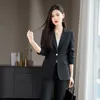 Frauen Zwei Stück Hosen Frau Stil Büro Anzug Weibliche Umlegekragen Blazer Und Hosen Business Elegante Damen Set Outfit G595