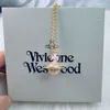 Viviennelies New Fashion Classic Pink Planet Necklace Light Luxury Fashionable Saturn UFO Pendant designer jeweler Westwood For Woman High quality Holiday Gifts