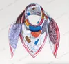 2024 SILK SCARF Designer Brand Scarf For Women stal pannbandsring Summer Square Silk Scarf Top Brand L Letter Hot Air Balloon Suithase Printing 5 Färger 90*90 cm M77662