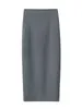 Jupes Mode Femmes Bureau Formelle Jupe 2024 Printemps Automne Élégant Slim Dos Fente Midi Gris OL