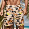 Mäns shorts Mens Swimming Trunks Fashion Graffiti Print Anti-Wrinkle Board Youth Tie-Dye Drawstring Hawaiian Beachwear