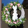 Couronnes d'œufs de pâques en fleurs décoratives, couronne en acrylique, ornements suspendus d'intérieur et d'extérieur, décorations de fête pour porte d'entrée de maison