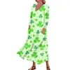 Robes décontractées Femmes confortables St. Patrick's Day Imprimer Trois quarts manches coton robe de poche élégante polyvalente robe