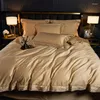 Ensembles de literie 4 pièces / ensemble 1000TC coton égyptien doux housse de couette drap-housse plat taies d'oreiller lit de broderie de luxe