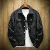 Herrjackor 2024 Autumn Jean Jacket Slim Fit Cotton Denim Red White Black Ripped Hole Coats Men outwear plus storlek 4xl